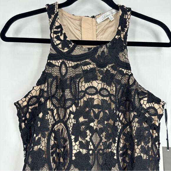 LOVERS + FRIENDS Caspian Black Nude Lace Overlay Sleeveless Mini Dress Sz S - Picture 4 of 8